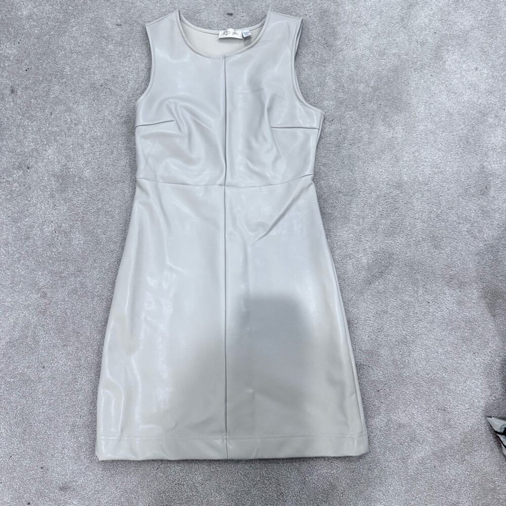 RD Style Chic Cream Faux leather dress, size S